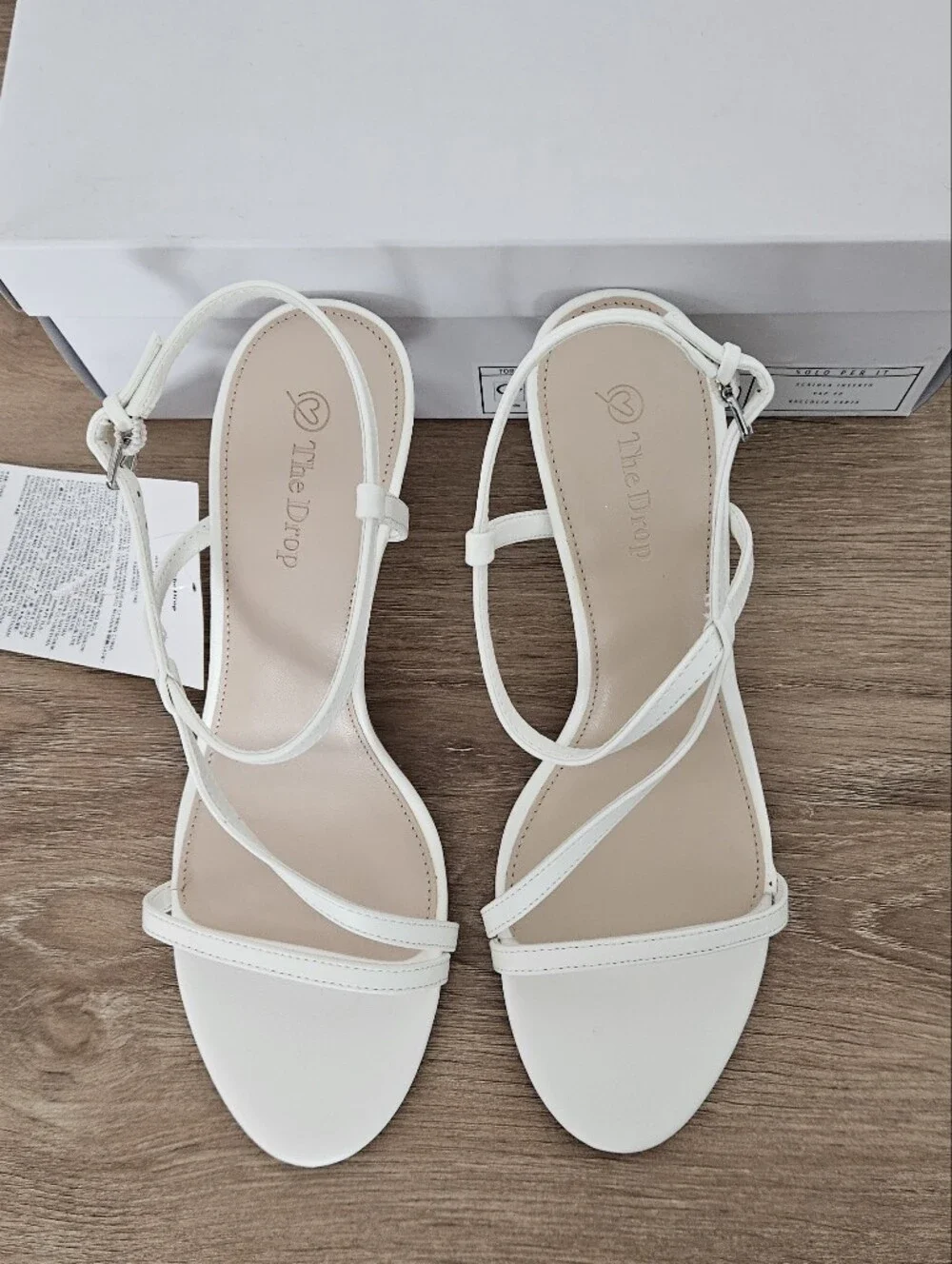 The Drop Arco White Strappy High Heel Sandals Size 8